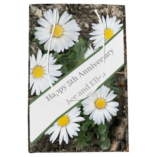 Sac Cadeau Moyen 5e anniversaire, modifiable (Devant)