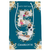 Sac Cadeau Moyen 5e anniversaire Photo Collage Turquoise bleu jaune (Devant)