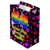 Sac Cadeau Moyen 60e anniversaire : Amour Hearts Motif, Arc-en-ciel (Dos Angle)