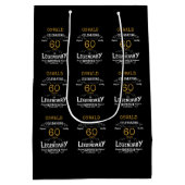 Sac Cadeau Moyen 60e anniversaire Black Gold Legendary Retro (Dos)