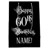 Sac Cadeau Moyen 60e anniversaire : Fancy, Elegant Script + Nom per (Dos)
