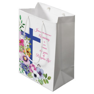 Sac Cadeau Moyen 60e Anniversaire, Nun, Religious Life Cross