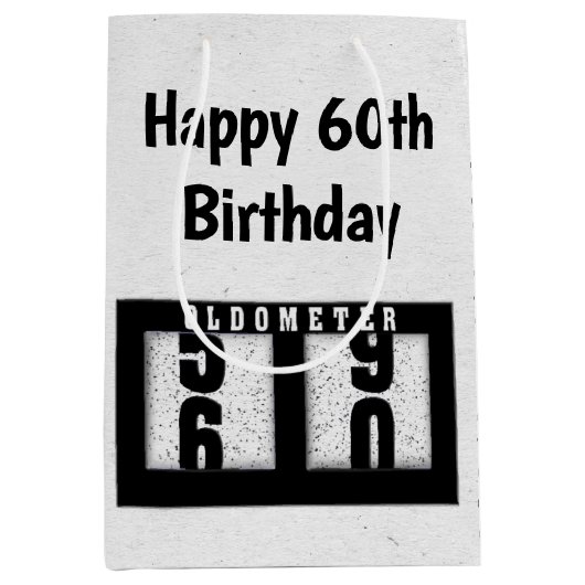 Sac Cadeau Moyen 60e anniversaire Odomètre noir (Devant)