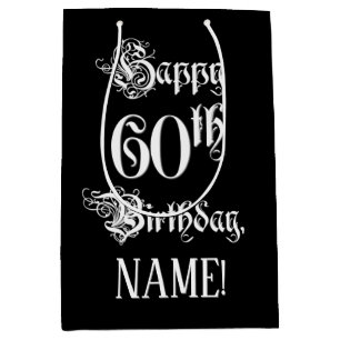 Sac Cadeau Moyen 60e anniversaire : Script élégant et élégant +