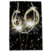 Sac Cadeau Moyen 60e anniversaire Sparklers en noir avec étoiles (Devant)