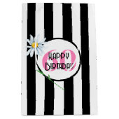 Sac Cadeau Moyen 60e anniversaire Stripes noir et blanc (Devant)