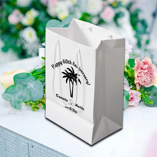 Sac Cadeau Moyen 60th Wedding Anniversary Palm Trees