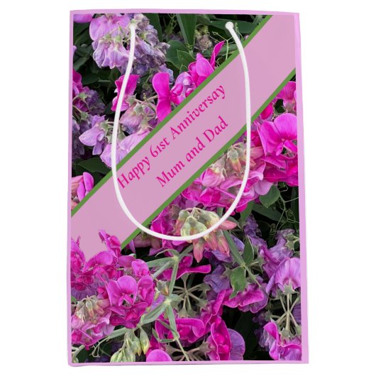 Sac Cadeau Moyen 61e anniversaire du Mariage (Devant)