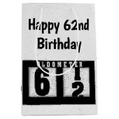 Sac Cadeau Moyen 62e anniversaire Odomètre noir (Devant)