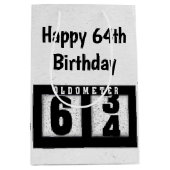 Sac Cadeau Moyen 64e anniversaire Odomètre noir (Devant)