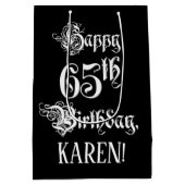 Sac Cadeau Moyen 65e anniversaire : Fancy, Elegant Script + Nom per (Dos)