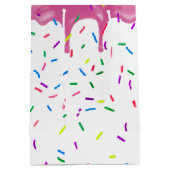 Sac Cadeau Moyen 65e Anniversaire Sprinkles Sur Glace Rose (Dos)