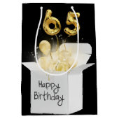 Sac Cadeau Moyen 65e Ballons d'anniversaire en or en boîte blanche (Devant)