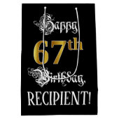 Sac Cadeau Moyen 67e anniversaire ~ Script fantaisie; Faux Gold Loo (Dos)