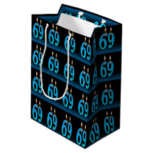 Sac Cadeau Moyen 69e anniversaire avec des bougies
