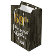 Sac Cadeau Moyen 69e anniversaire : Elégant Faux Gold Look #, Faux (Devant Angle)
