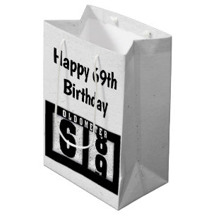 Sac Cadeau Moyen 69e anniversaire Odomètre noir