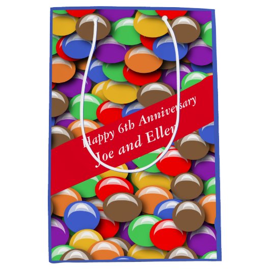 Sac Cadeau Moyen 6th Wedding Anniversary Candy, (Devant)