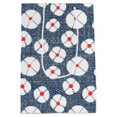 Sac Cadeau Moyen 70e anniversaire Ballons sur Denim floral (Dos)