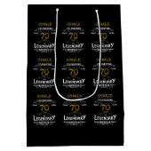 Sac Cadeau Moyen 70e anniversaire Black Gold Legendary Retro (Dos)
