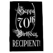 Sac Cadeau Moyen 70e anniversaire : Fancy, Elegant Script + Nom per (Devant)