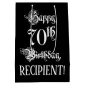 Sac Cadeau Moyen 70e anniversaire : Fancy, Elegant Script + Nom per (Dos)