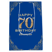 Sac Cadeau Moyen 70e fête d'anniversaire Parties scintillant bleue  (Dos)