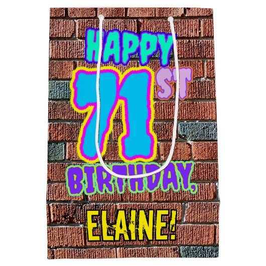 Sac Cadeau Moyen 71e anniversaire : Amusant, Graffiti urbain inspir (Dos)