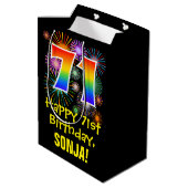 Sac Cadeau Moyen 71e anniversaire : Fun Motif Fireworks + Rainbow 7 (Dos Angle)