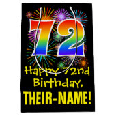 Sac Cadeau Moyen 72e anniversaire : Fun Motif Fireworks + Rainbow 7 (Devant)