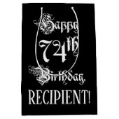 Sac Cadeau Moyen 74e anniversaire : Fancy, Elegant Script + Nom per (Devant)