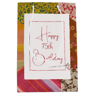 Sac Cadeau Moyen 75e anniversaire Motif de courtepointe avec aiguil
