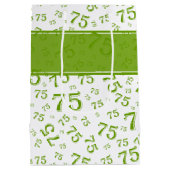 Sac Cadeau Moyen 75e Joyeux anniversaire Motif vert/blanc (Dos)
