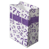 Sac Cadeau Moyen 75e Joyeux anniversaire violet/blanc Motif numériq (Dos Angle)