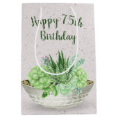 Sac Cadeau Moyen 75ème Anniversaire Succulent Sur Terrazzo (Devant)
