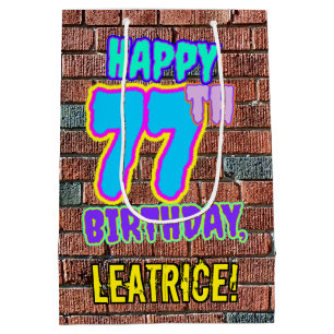 Sac Cadeau Moyen 77e anniversaire : Amusant, Graffiti urbain inspir
