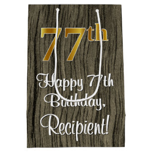 Sac Cadeau Moyen 77e anniversaire : Elégant look d'or Faux #, Faux