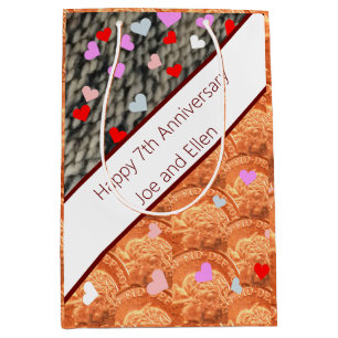 Sac Cadeau Moyen 7e anniversaire, laine et cuivre