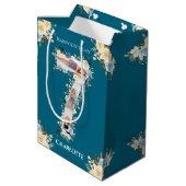 Sac Cadeau Moyen 7e anniversaire Photo Collage Turquoise bleu jaune (Dos Angle)