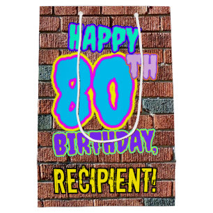 Sac Cadeau Moyen 80e anniversaire : Amusant, Graffiti urbain inspir
