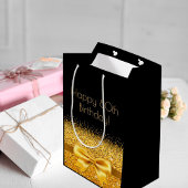 Sac Cadeau Moyen 80e anniversaire arc en or noir