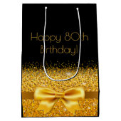 Sac Cadeau Moyen 80e anniversaire arc en or noir (Dos)