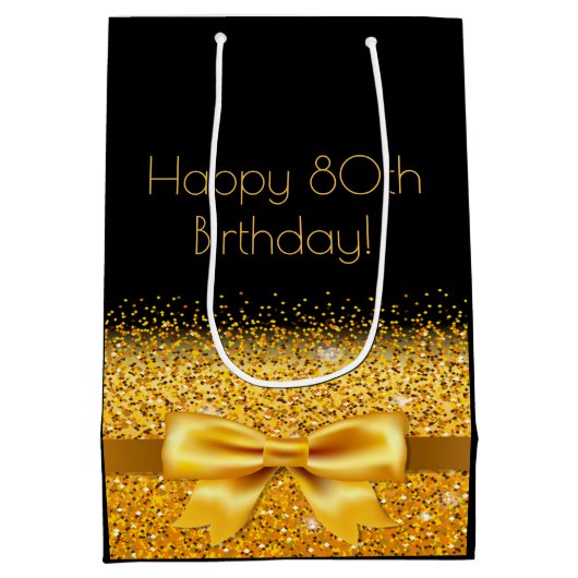 Sac Cadeau Moyen 80e anniversaire arc en or noir (Dos)