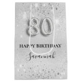 Sac Cadeau Moyen 80e anniversaire argent parties scintillant monogr (Dos)