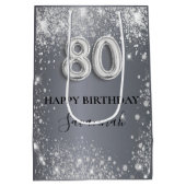 Sac Cadeau Moyen 80e anniversaire argent parties scintillant monogr (Dos)