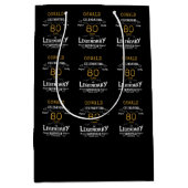 Sac Cadeau Moyen 80e anniversaire Black Gold Legendary Retro (Devant)