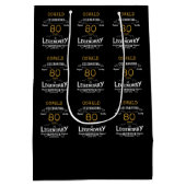 Sac Cadeau Moyen 80e anniversaire Black Gold Legendary Retro (Dos)