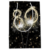 Sac Cadeau Moyen 80e anniversaire Sparklers en noir avec étoiles (Devant)