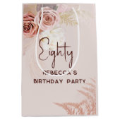 Sac Cadeau Moyen 80e fête d'anniversaire Boho Floral Custom (Devant)