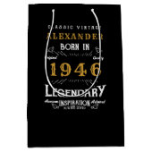 Sac Cadeau Moyen 80th Birthday 1946 Add Name Legend Black Gold (Devant)